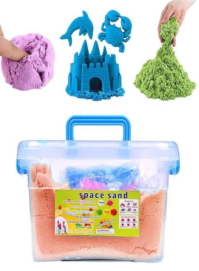 Sarjak Magic Play Sand Kit for Kids | 1++KG Colorful Sand with 12 Moulds (Castle + Sea), Inflatable Mat & Storage Box | Non-Sticky, Mess-Free Sensory Sand Toy for Toddlers & Boys/Girls Age 3+ - Image 1
